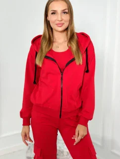 Set 3 v 1 mikina + top + nohavice červený