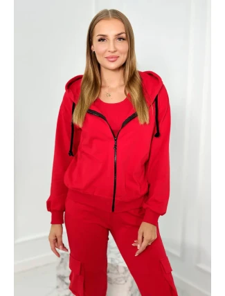 Set 3 v 1 mikina + top + nohavice červený