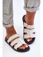 Damskie Klapki Materiałowe Na Rzep Białe Lamirose