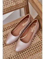 Skórzane Czółenka Lewski 3118 Ciemnobeżowe