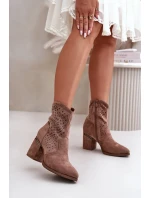 Dámske členkové topánky Acorn na podpätku Eco Suede Brown S.Barski Dámske členkové topánky Acorn na podpätku Eco Suede Brown S.Barski