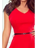 Červené dámske šaty s čipkovanými vsadkami model 7761416 Červené dámske šaty s čipkovanými vsadkami model 7761416