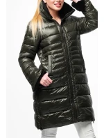 Dlhšia dámska prešívaná zimná bunda khaki (j19-017) Dlhšia dámska prešívaná zimná bunda khaki (j19-017)