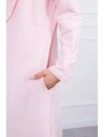 Dlhý kabát s kapucňou svetlo púdrovo ružový
