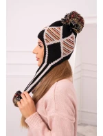 Dámska klapka na uši Eunika K322 čierna + béžová
