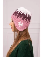 Dámska čiapka Nikol K405 white+bordeaux+pink