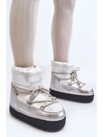 Damskie Śniegowce Z Wiązaniem Srebrne Toolsa