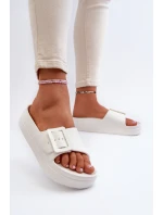 Damskie Piankowe Klapki Na Platformie Z Klamrą Big Star NN274A661 Białe