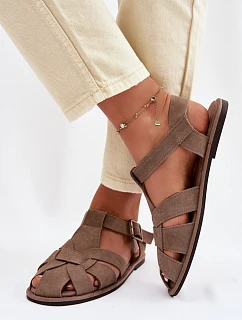 Dámske ploché sandále Natural Suede Big Star TT274250 Beige