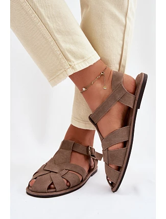 Dámske ploché sandále Natural Suede Big Star TT274250 Beige