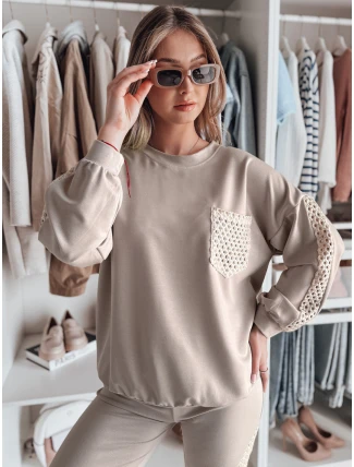 Dámska nadrozmerná mikina LUXEEN mocha FashionStreet RY2794 Dámska nadrozmerná mikina LUXEEN mocha FashionStreet RY2794