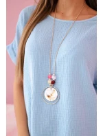 Mušelínová blúzka s náhrdelníkom modrá