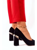 Zamszowe Czółenka Lewski 3117 Czarne