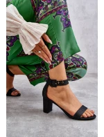 Błyszczące Sandałki Na Obcasie Czarne Maxim