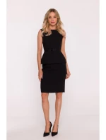 S427 Peplum šaty - čierne