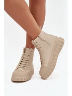 Dámske zateplené členkové tenisky SS274535 Light Beige - Big Star