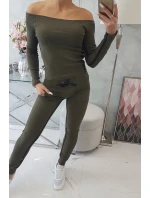 Súprava s dvojitými pruhmi v khaki farbe