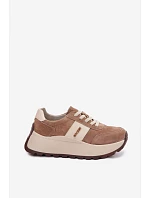 Dámské tenisky na platformě z přírodního semiše tmavě béžové Rosinae