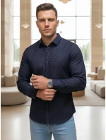Pánska tmavomodrá vzorovaná košeľa slim fit FashionStreet DX2690