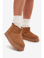 Śniegowce Damskie Na Platformie Ocieplane Futerkiem Camel Vesirae