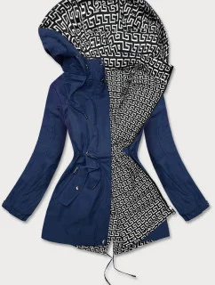 Tmavo modro-biela dámska bunda parka 2 v 1 (W702)