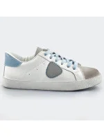 Bielo-svetlo modré dámske tenisky trampky z rôznych spojených materiálov (1088) Bielo-svetlo modré dámske tenisky trampky z rôznych spojených materiálov (1088)