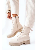 Wysokie Botki Workery Beżowe Rozelle