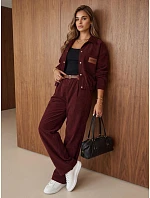 Dámska súprava z manšestru – bunda a nohavice v bordovej farbe, FashionStreet AY1220 Dámska súprava z manšestru – bunda a nohavice v bordovej farbe, FashionStreet AY1220