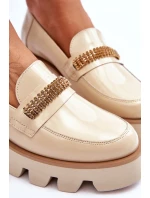 Modne Mokasyny Na Platformie Z Ozdobą Laura Messi 2600 Beżowe