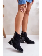 Eleganckie Botki Na Obcasie Ocieplane MR880-040 Czarne