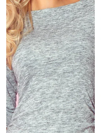 Dámske šaty s 3/4 rukávom svetlo šedé - Šedá - Numoco