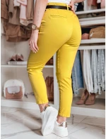 Dámske nohavice slim fit s opaskom TAIRONIK horčicová FashionStreet UY2539