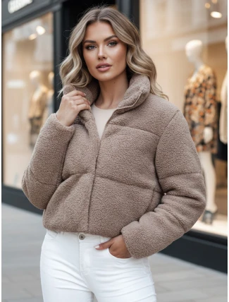 Dámska zimná bunda krátka alpaka CELESTIAL camel FashionStreet TY4482z