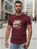 Pánske bavlnené tričko VINTAGE CAR s potlačou FashionStreet bordová NX5082R Pánske bavlnené tričko VINTAGE CAR s potlačou FashionStreet bordová NX5082R