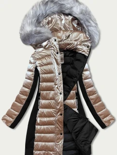 Dámska zimná bunda zo zmiešaných materiálov béžová (dk067-95)