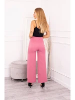 Široké nohavice tmavo ružové