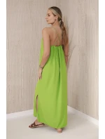 Dlhé šaty bez ramienok svetlozelené