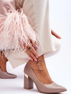 Zazoo 3117 Skórzane Czółenka  Beżowe