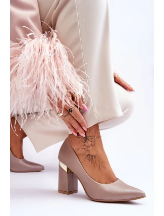 Zazoo 3117 Skórzane Czółenka  Beżowe