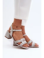 Sandały Damskie Na Obcasie Z Eko Skóry Sergio Leone SK894 Szare