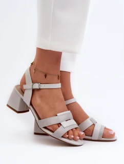 Sandały Damskie Na Obcasie Z Eko Skóry Sergio Leone SK894 Szare