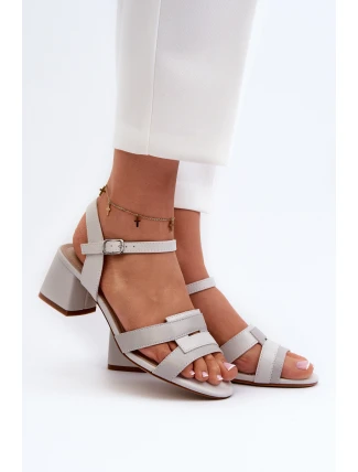 Sandały Damskie Na Obcasie Z Eko Skóry Sergio Leone SK894 Szare