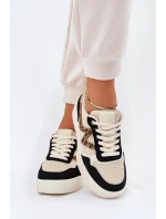 Buty Sportowe Damskie Na Platformie Panterka Czarne Lorori