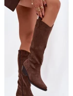 Dámske kovbojské čižmy Eco Suede Heeled Brown Esmira Dámske kovbojské čižmy Eco Suede Heeled Brown Esmira
