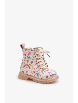 Detské zateplené členkové topánky so zipsom Unicorns Beige Tiptop Detské zateplené členkové topánky so zipsom Unicorns Beige Tiptop