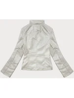 Svetlo béžová dámska bunda z ekokože so stojacím golierom J Style (11Z8131) Svetlo béžová dámska bunda z ekokože so stojacím golierom J Style (11Z8131)