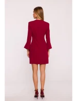 M876 Šaty so širokými manžetami - bordové