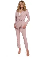 K056 Sako s opaskom na zaväzovanie - krepová ružová K056 Sako s opaskom na zaväzovanie - krepová ružová