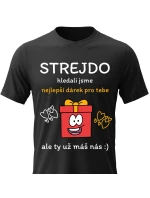 Pánské bavlněné tričko s potiskem - NEJLEPŠÍ DÁREK PRO STREJDU - černé 