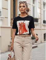 Dámske bavlnené tričko s potlačou COMDI čierne FashionStreet RY2583